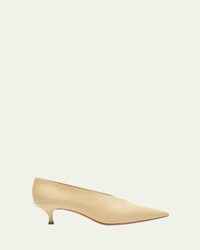Babouche Leather Kitten Pumps
